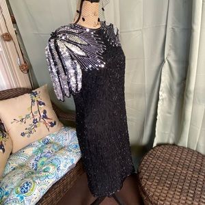 Sexy black sequins dress.